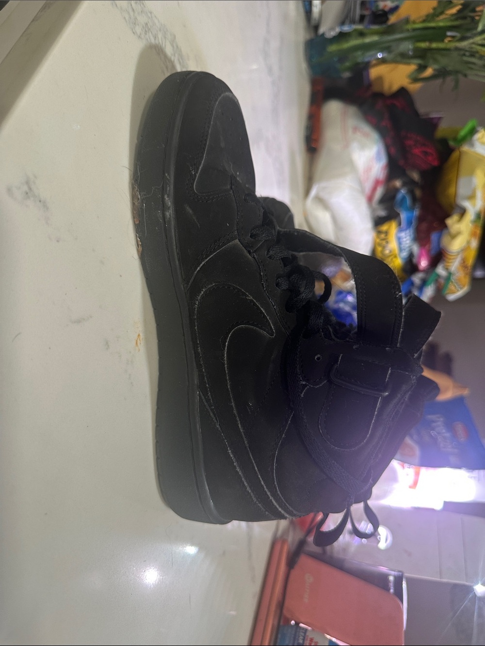 Nike Kids Black High-Top Sneakers with Ankle Strap